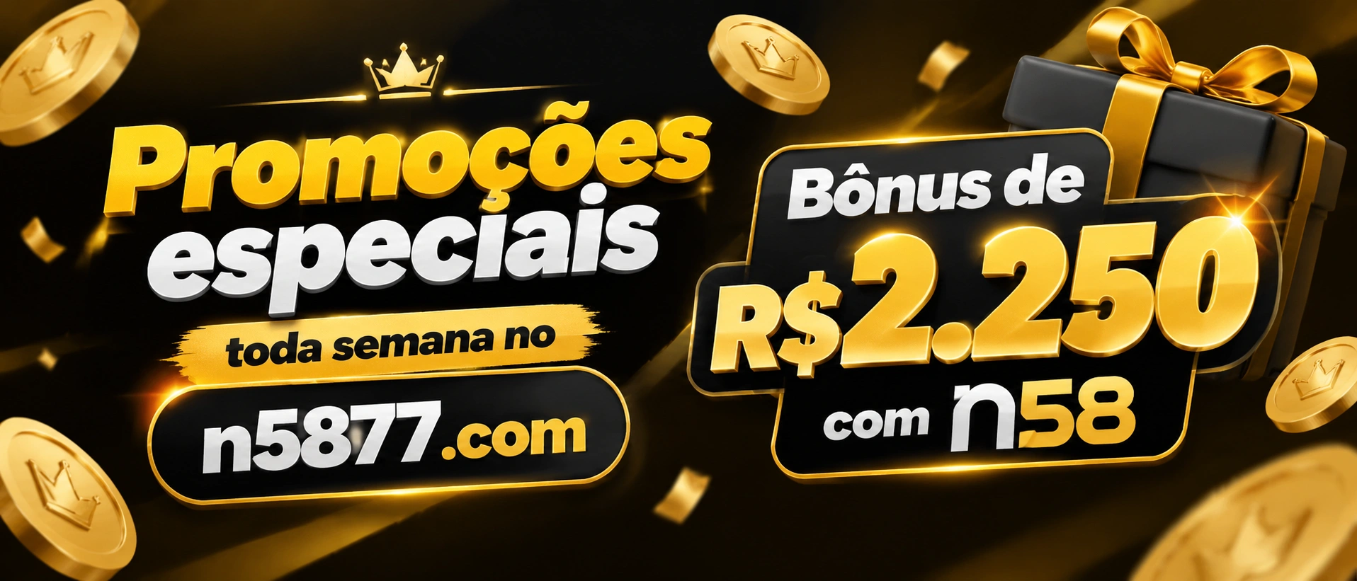 Painel de promoções com destaque para bônus, cashback e VIP